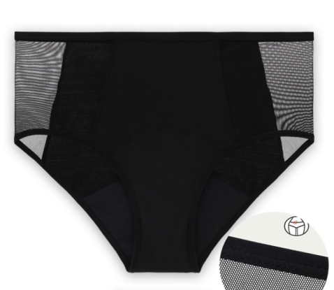 Leak proof period underwear with full front to back coverage, alternative view.