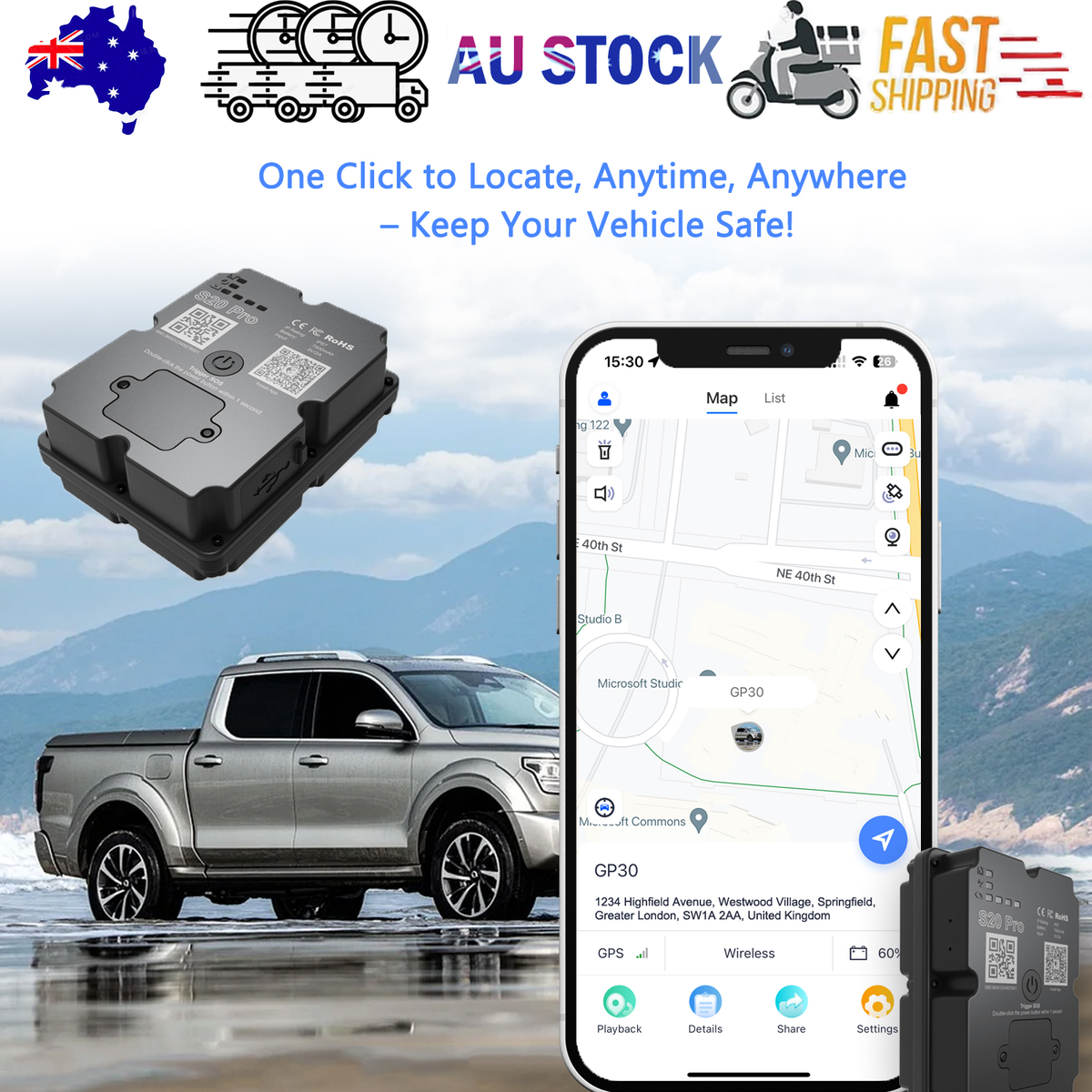 Compact magnetic 4G GPS tracker device.