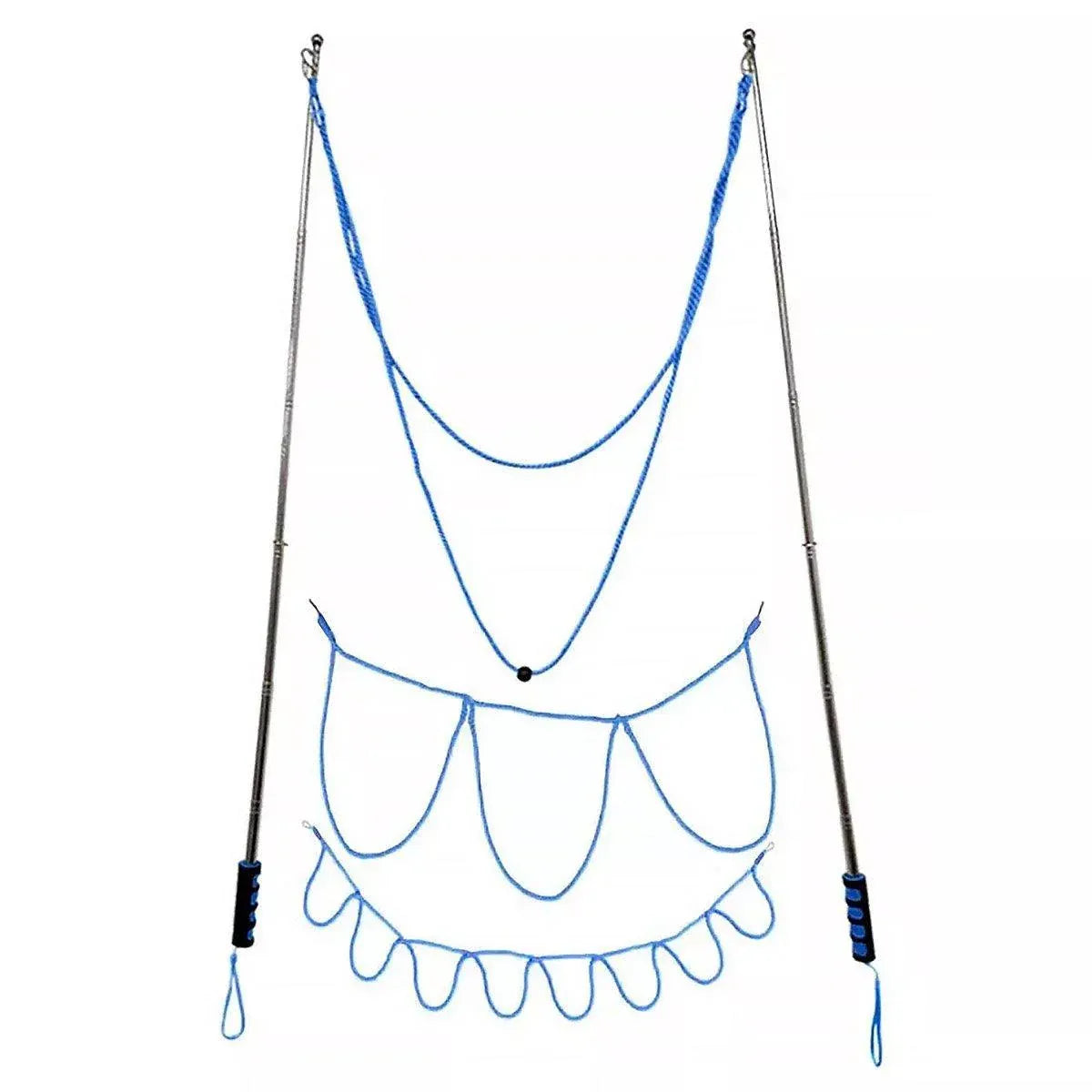 Blue double pole bubble rope wand, fully extended to 1.2 metres