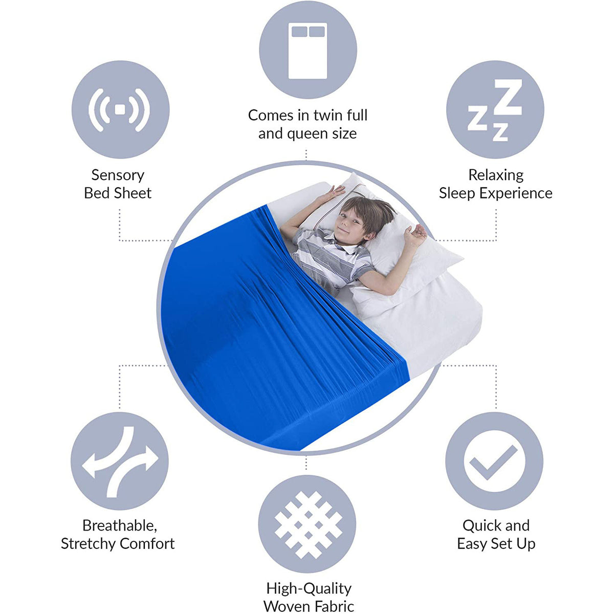 Stretchy sensory compression bed sheet, alternative view.