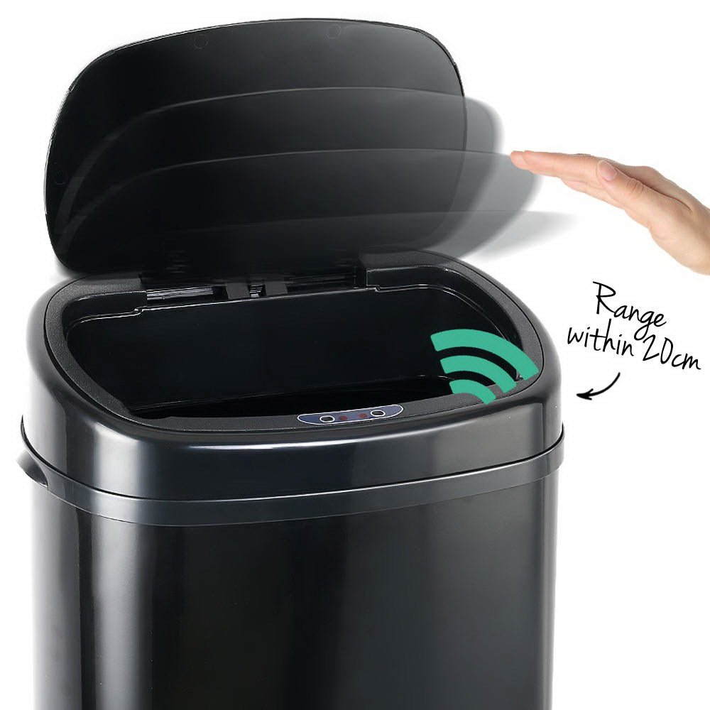 Rubbish Bin - Black - 58L Motion Sensor