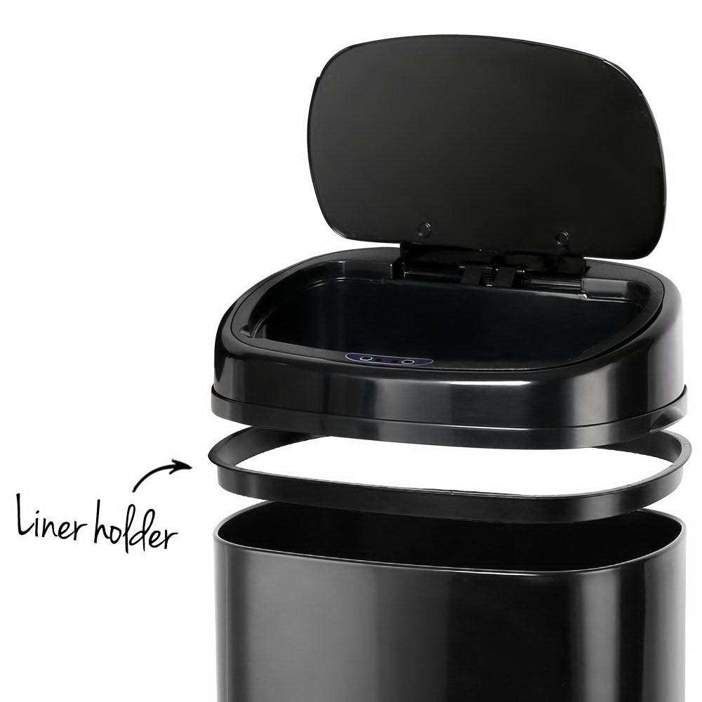 Rubbish Bin - Black - 58L Motion Sensor