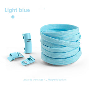 Magnetic no-tie shoe laces in light blue