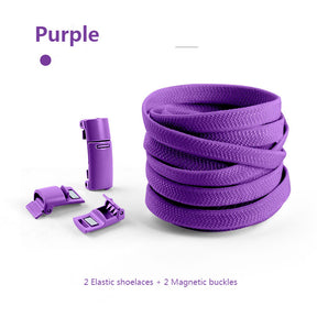 Magnetic no-tie shoe laces in purple
