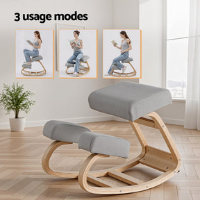 Artiss Kneeling Chair Ergonomic Posture Chair with Memory Foam Balance Stool for Home Office Gaming 120kg Weight Capacity Gray