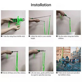 Double Pole Bubble Rope for Giant Bubble Show Outdoor Party Fun Activity - Blue