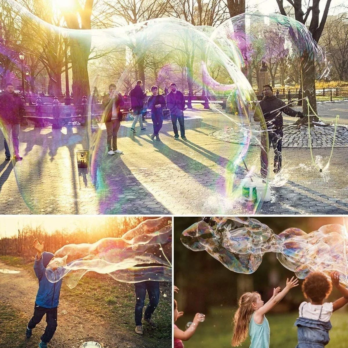 Double Pole Bubble Rope for Giant Bubble Show Outdoor Party Fun Activity - Blue