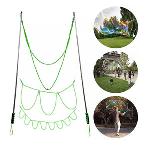 Double Pole Bubble Rope for Giant Bubble Show Outdoor Party Fun Activity - Blue