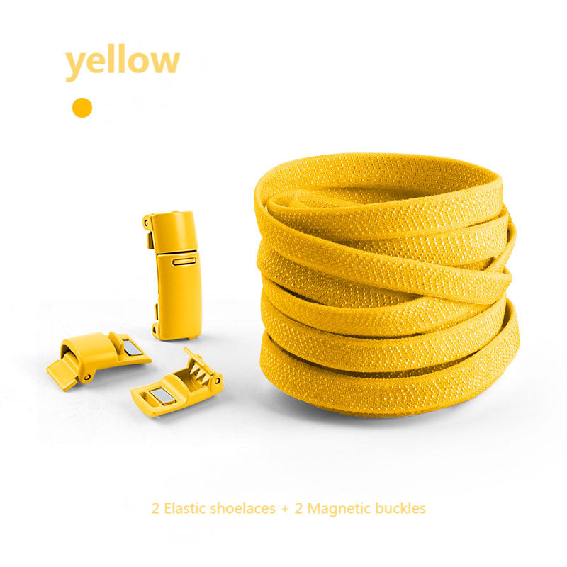 Magnetic no-tie shoe laces in yellow