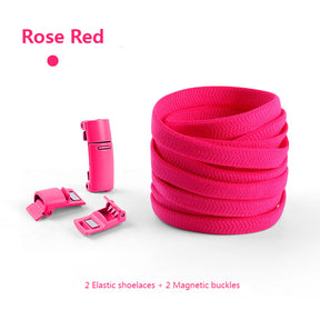 Magnetic no-tie shoe laces in rose red