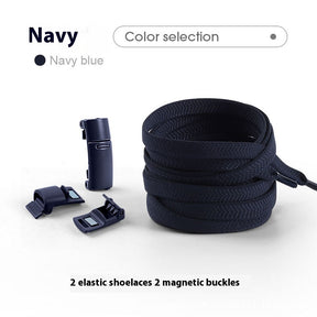 Magnetic no-tie shoe laces in navy blue