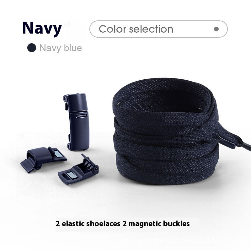 Magnetic no-tie shoe laces in navy blue
