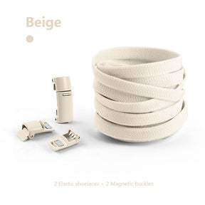 Magnetic no-tie shoe laces in beige