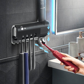UV Toothbrush Rack and Sterilizer with Toothpaste Dispenser