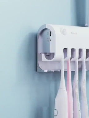UV Toothbrush Rack and Sterilizer with Toothpaste Dispenser