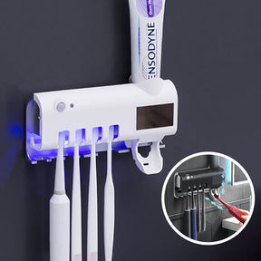 Toothbrush Unit UV Toothbrush Rack and Sterilizer with Toothpaste Dispenser