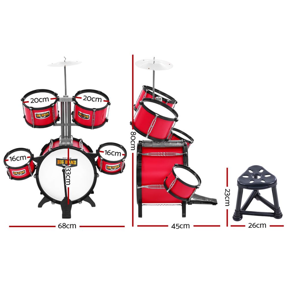 Drum Set Junior Drums Kit Musical Play Toys Childrens Mini Big Band Keezi